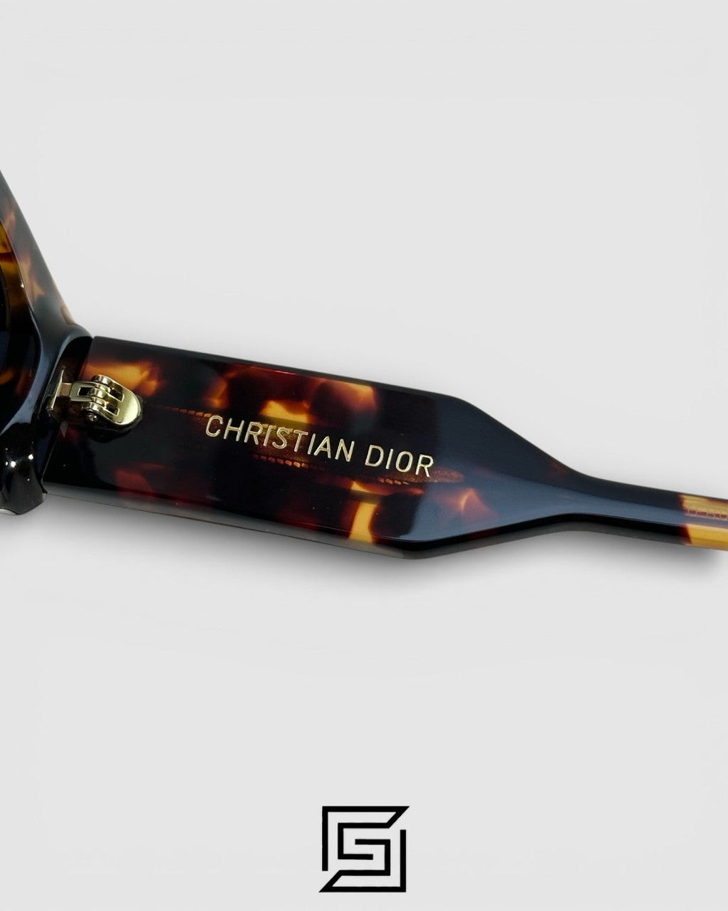 Dior Signature S13F Black Lenses and Tiger Brown Frame with Gold Logo Luxury Sunglasses