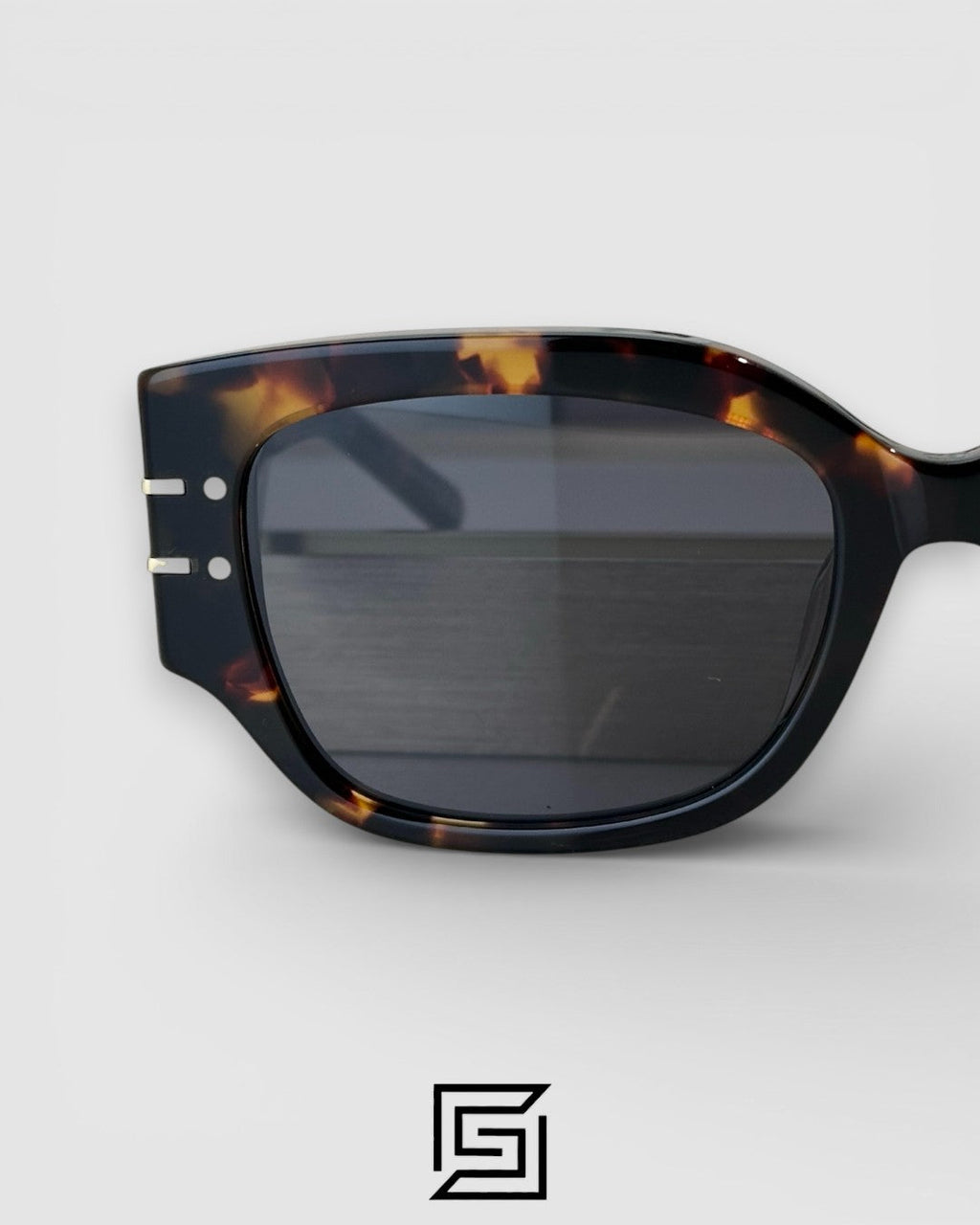 Dior Signature S13F Black Lenses and Tiger Brown Frame with Gold Logo Luxury Sunglasses