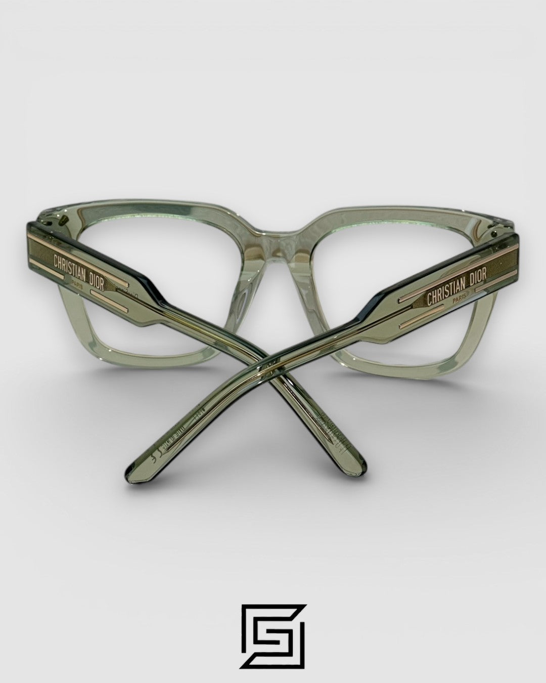 Dior Signature S51 Transparent Green with Gold Logo Luxury Optical Glasses