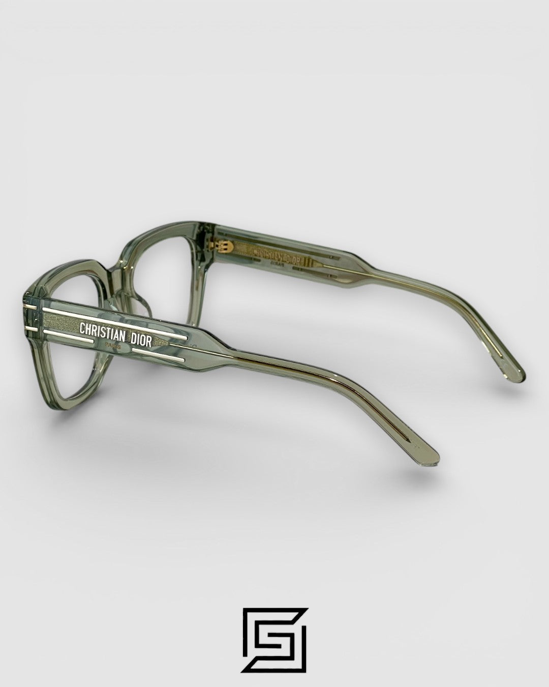 Dior Signature S51 Transparent Green with Gold Logo Luxury Optical Glasses