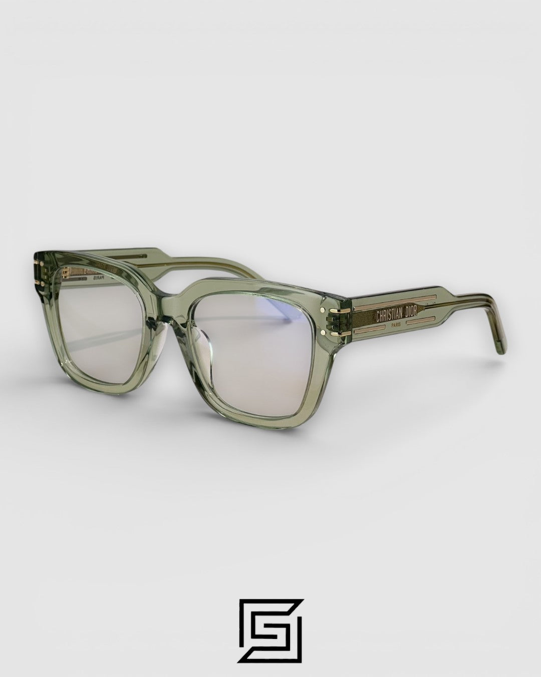 Dior Signature S51 Transparent Green with Gold Logo Luxury Optical Glasses