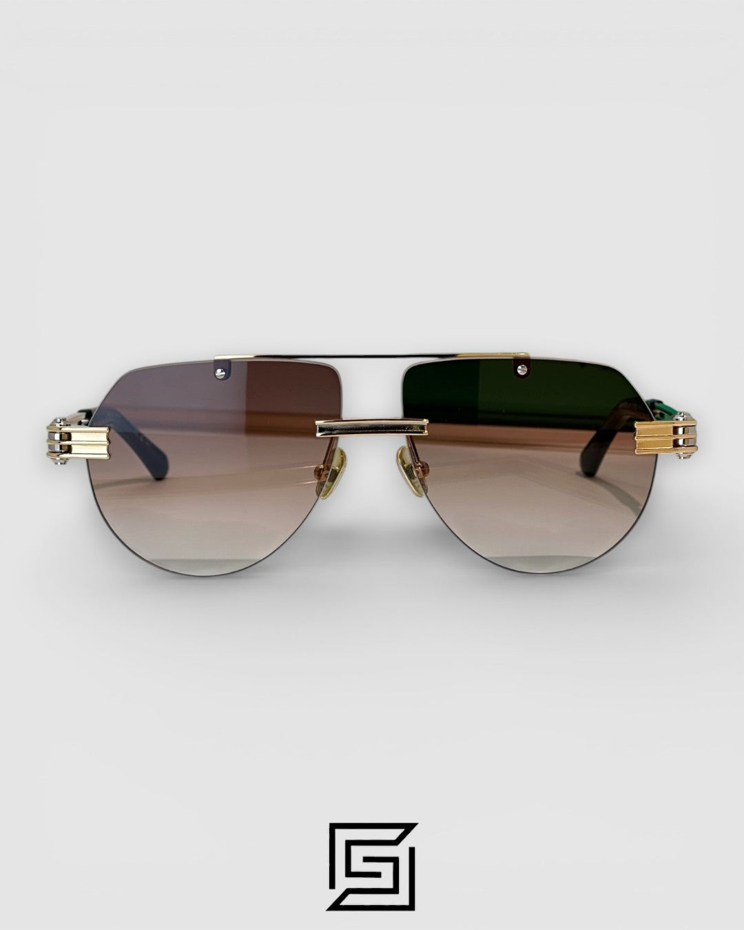 Bottega Veneta BV1342 001 Honey Lenses and Gold x Silver Frame Luxury Aviator Sunglasses