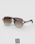 Bottega Veneta BV1342 001 Honey Lenses and Gold x Silver Frame Luxury Aviator Sunglasses