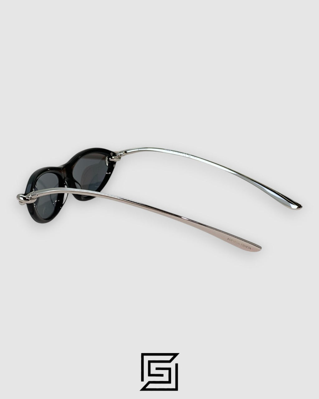 Bottega Veneta BV1390S 007 Black Lenses With Black Frame Silver Arm Sunglasses