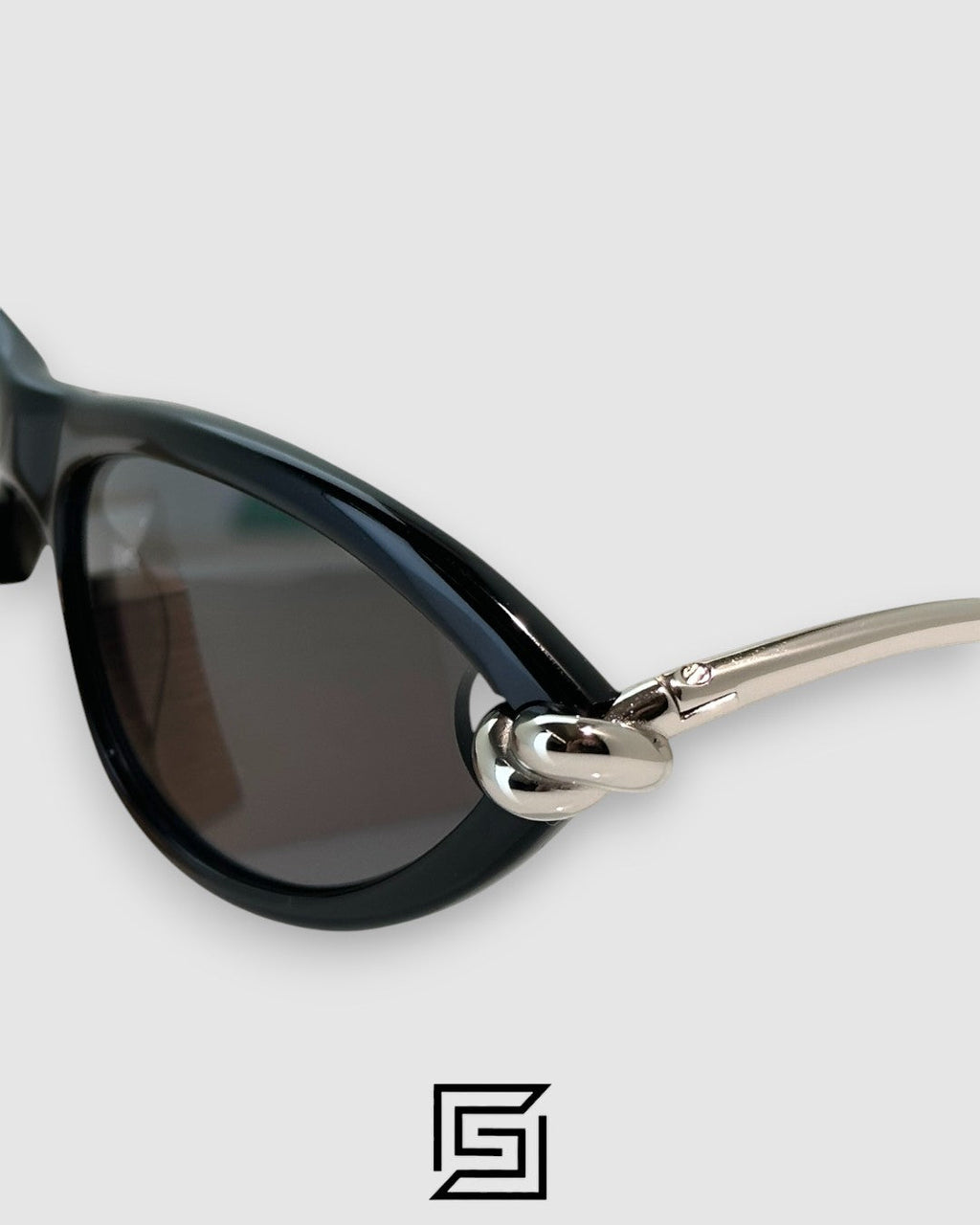 Bottega Veneta BV1390S 007 Black Lenses With Black Frame Silver Arm Sunglasses