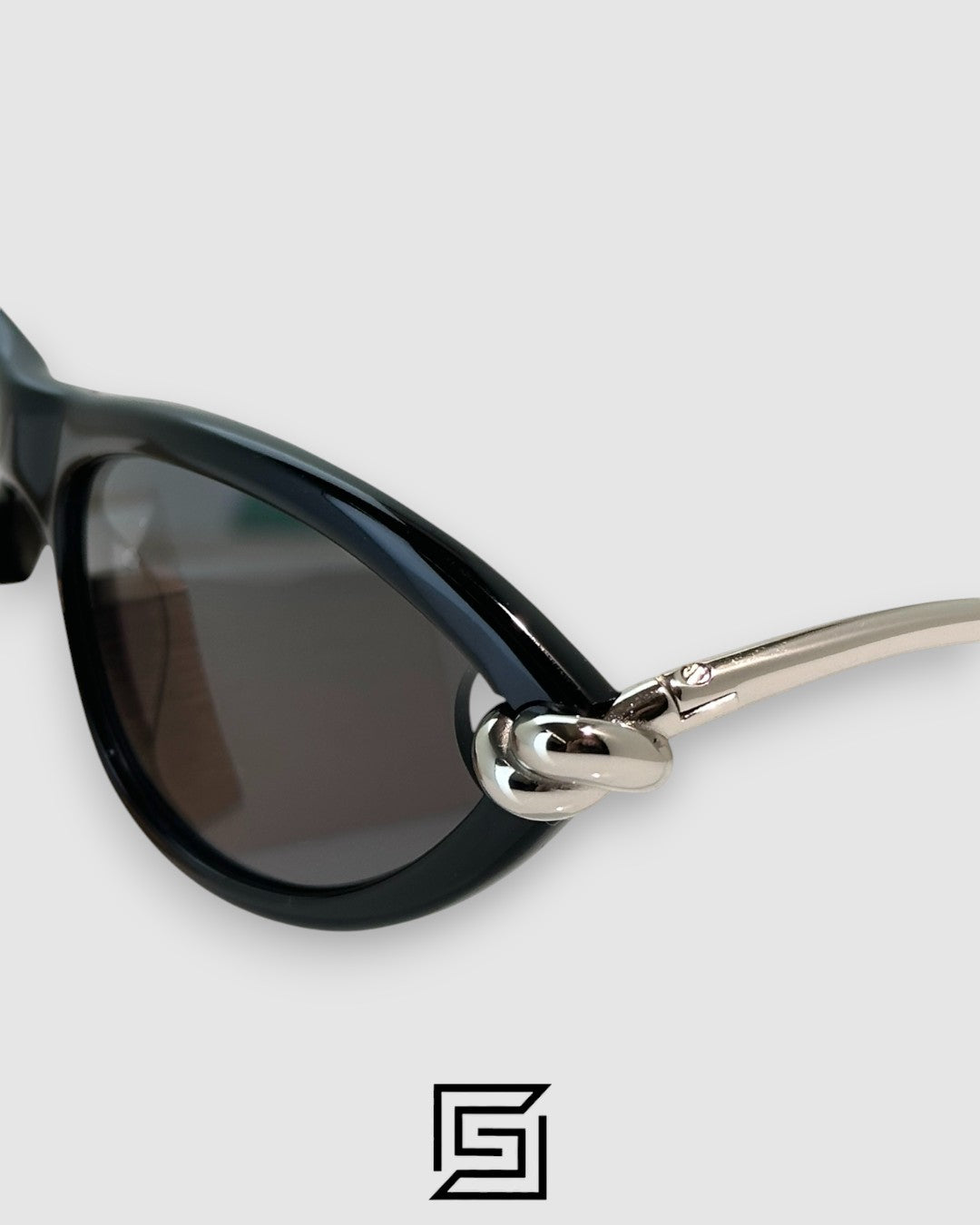 Bottega Veneta BV1390S 007 Black Lenses With Black Frame Silver Arm Sunglasses