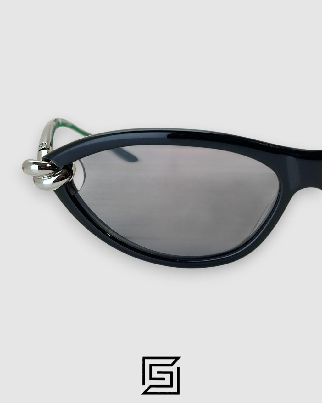 Bottega Veneta BV1390S 007 Black Lenses With Black Frame Silver Arm Sunglasses