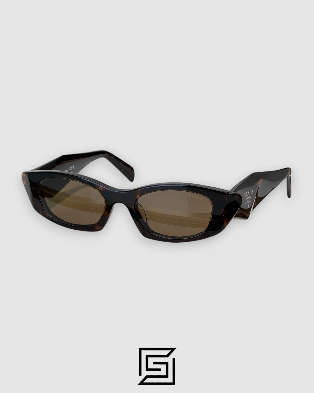 Prada PRB16S عدسات بنية إطار بني مخطط