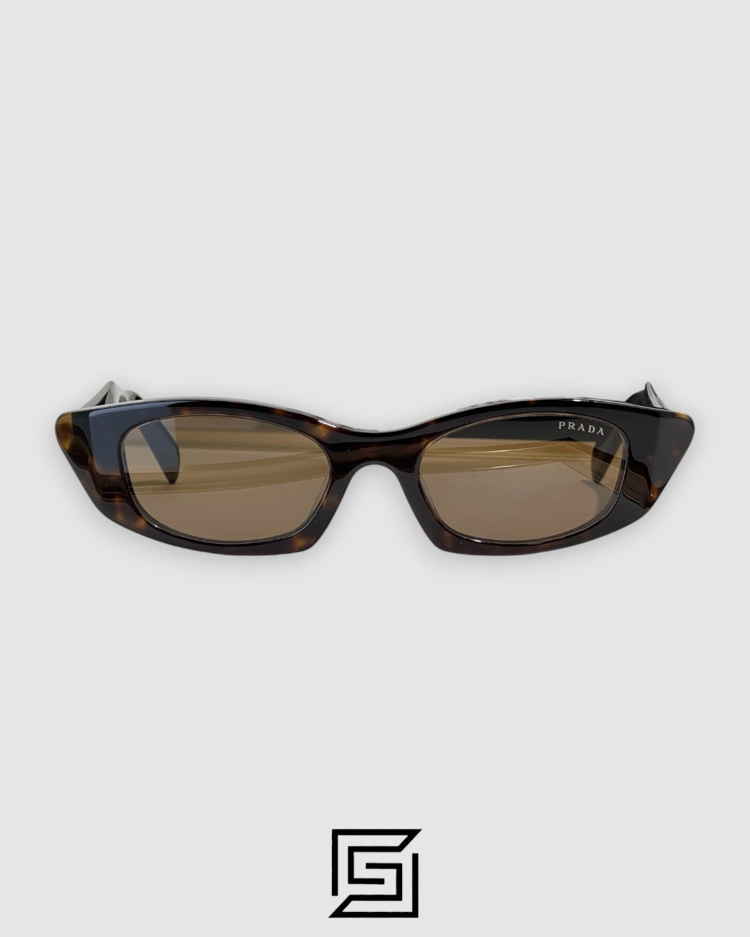 Prada PRB16S عدسات بنية إطار بني مخطط
