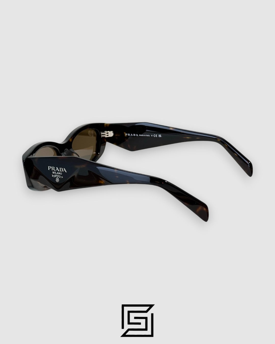 Prada PRB16S عدسات بنية إطار بني مخطط