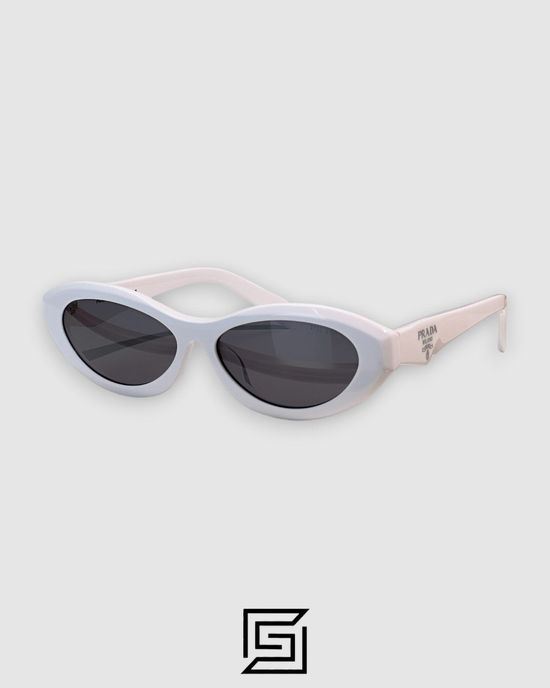 Prada SPR 26Z عدسات سوداء بإطار أبيض