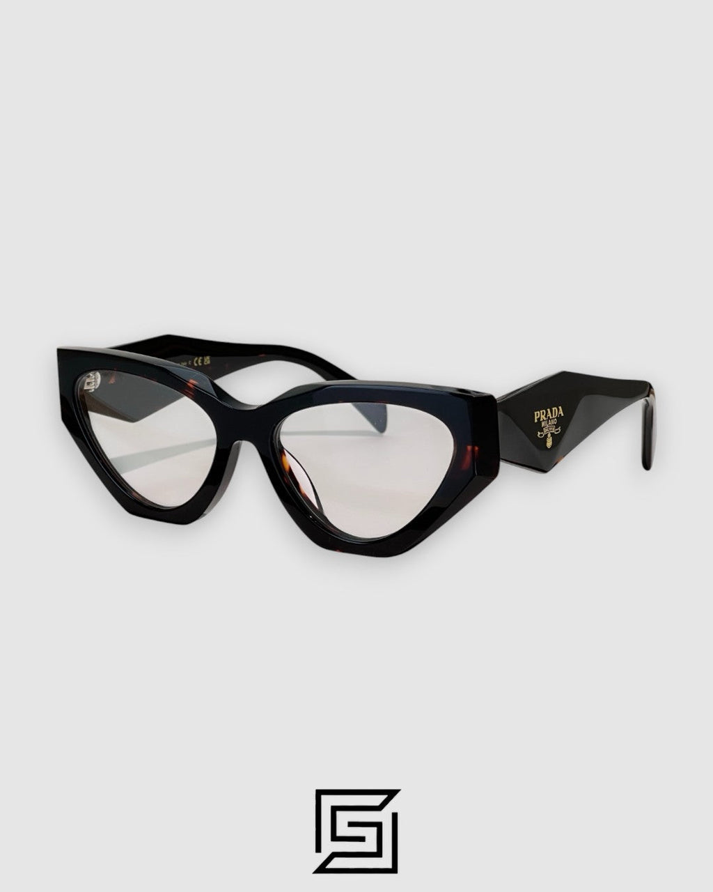 Prada VPR C07 Black Frame Luxury Cat-Eye Optical Glasses