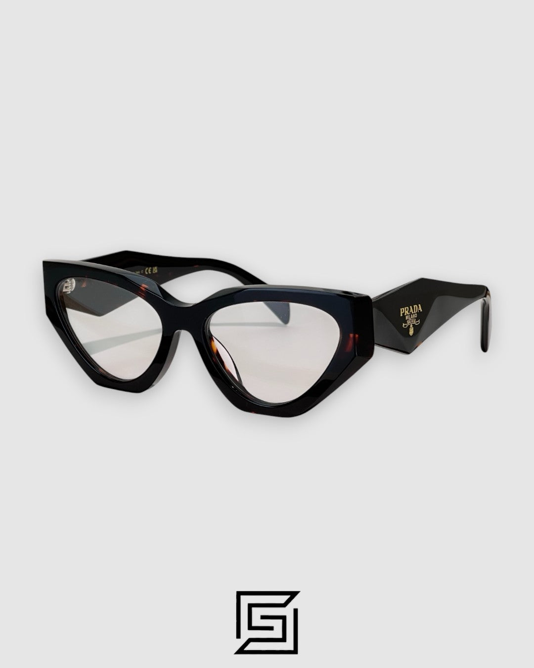 Prada VPR C07 Black Frame Luxury Cat-Eye Optical Glasses