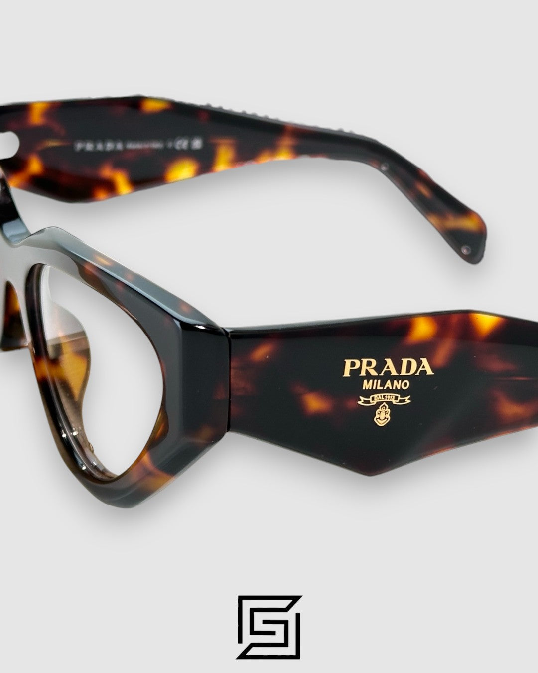 Prada VPR C07 Tiger Brown Frame Cat-Eye Optical Glasses