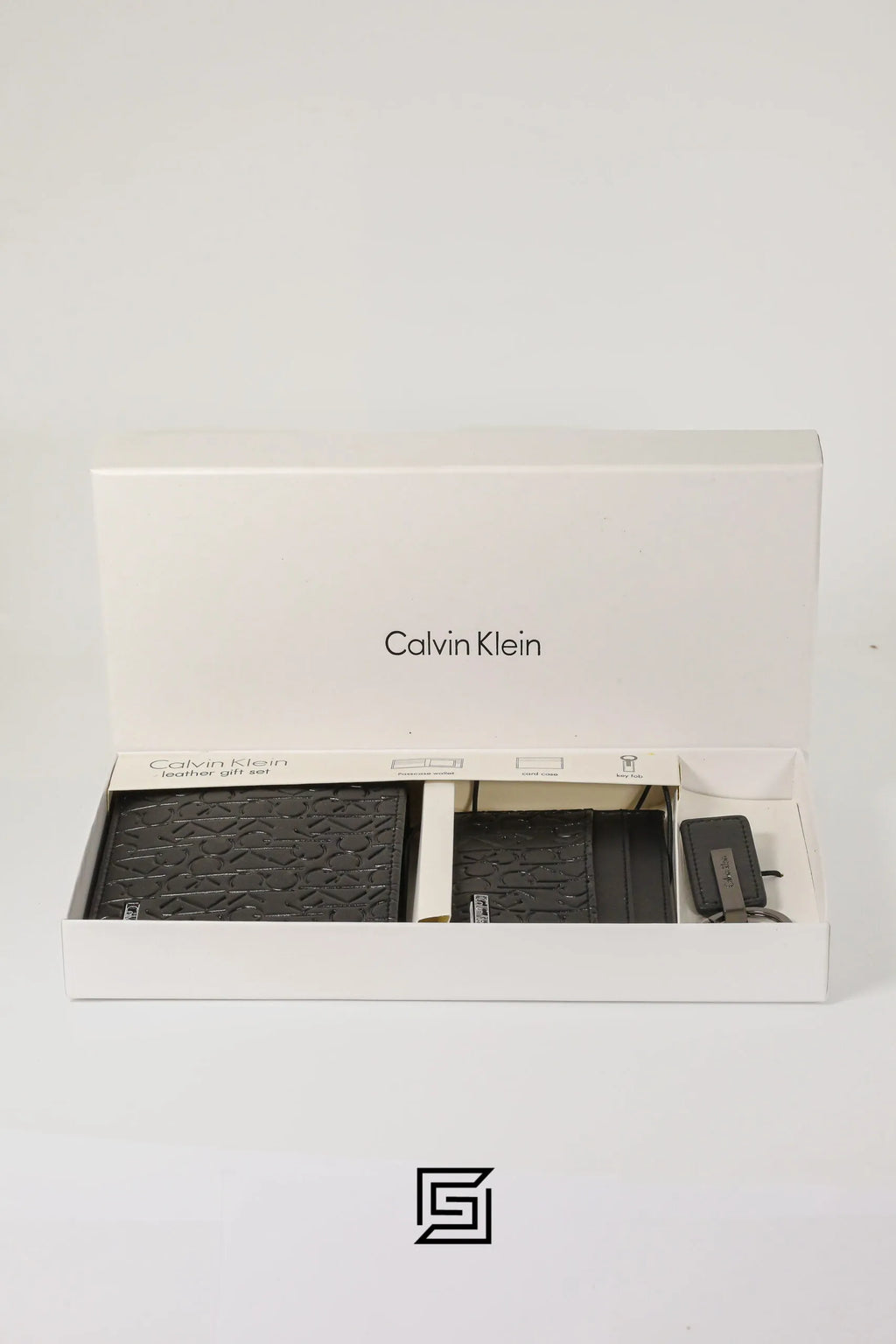 CK ORG LEATHER GIFT SET HARD PATTERN CK LETTERS/BLACK