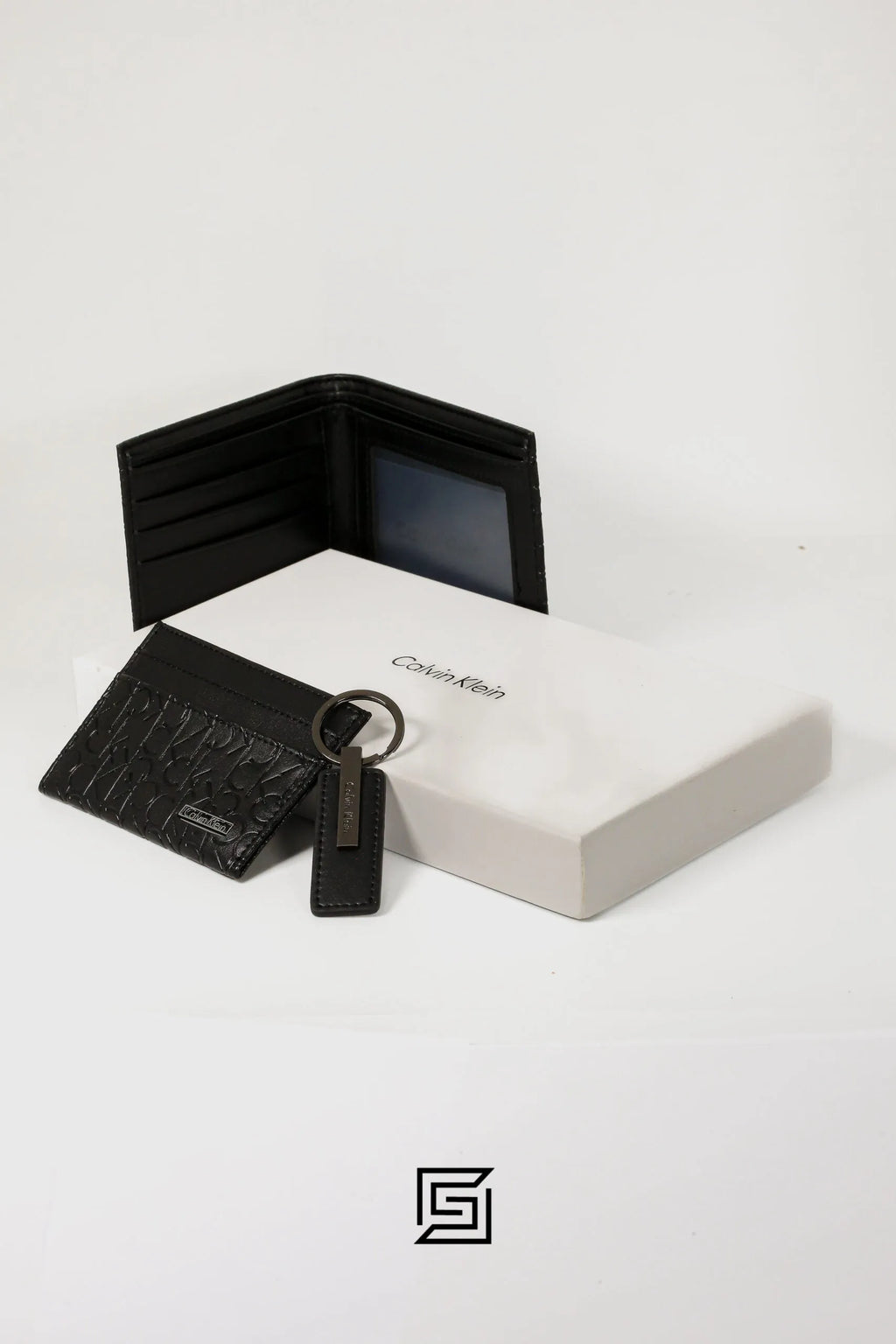 CK ORG LEATHER GIFT SET HARD PATTERN CK LETTERS/BLACK