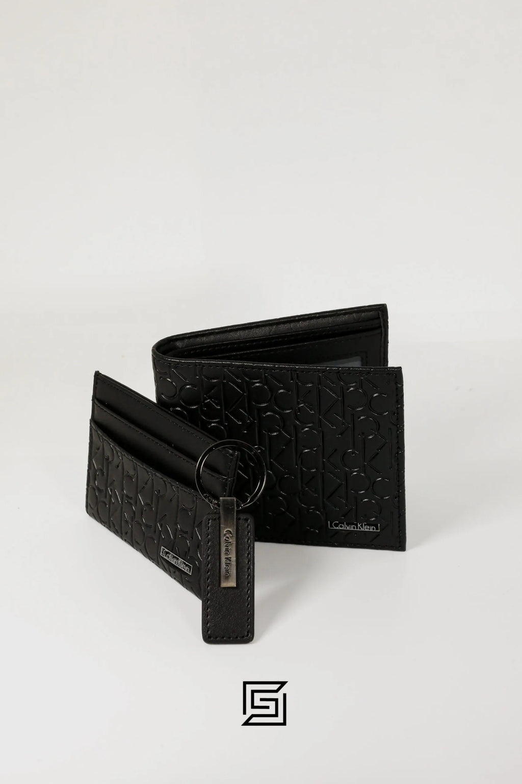 CK ORG LEATHER GIFT SET HARD PATTERN CK LETTERS/BLACK