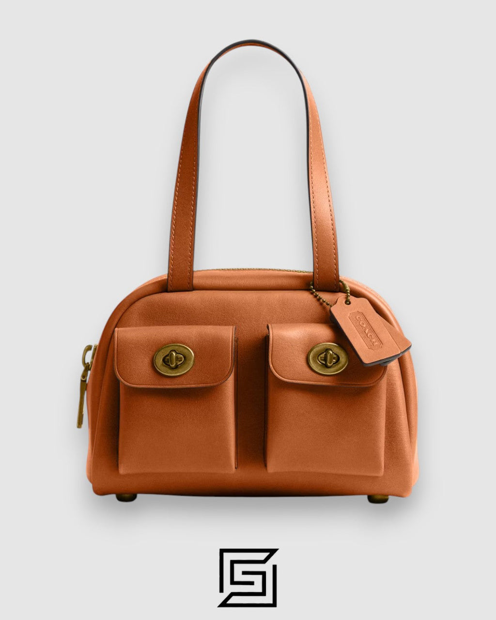 Coach Twin Turnlock Bag 20 Light Brown Style Number CCC55