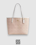 Coach City Tote Bag In Signature Canvas Khaki Style Number 5696