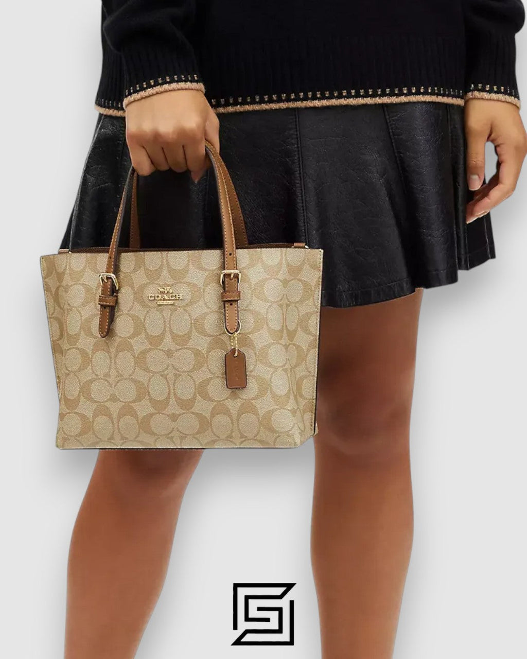 Mollie Tote Bag 25 In Signature Canvas Khaki Biege Hand Style Number C4250