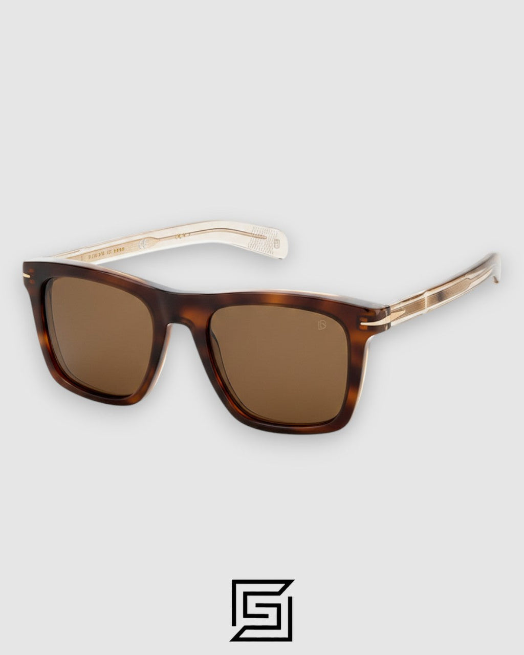 David Beckham DB7000 Tiger Brown Frame With Brown Lenses and Metal Gold Arm
