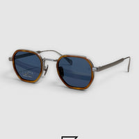 DB1097 Tortoiseshell Metal Octagonal Sunglasses - TIGER - BLUE