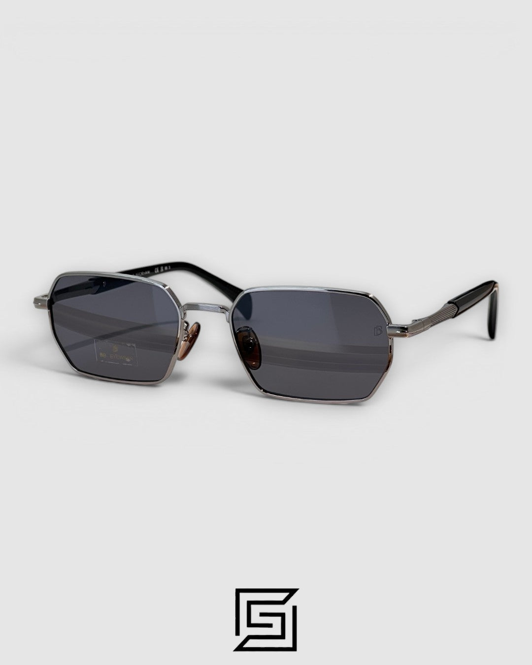 DB1174 Gun Metal Octagonal Sunglasses with Black Lenses