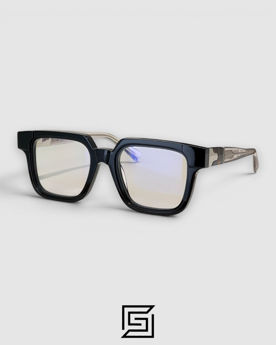 KUBRUAM MASKE S4 Black Frame Eyeglasses with Tiger Arm Detail