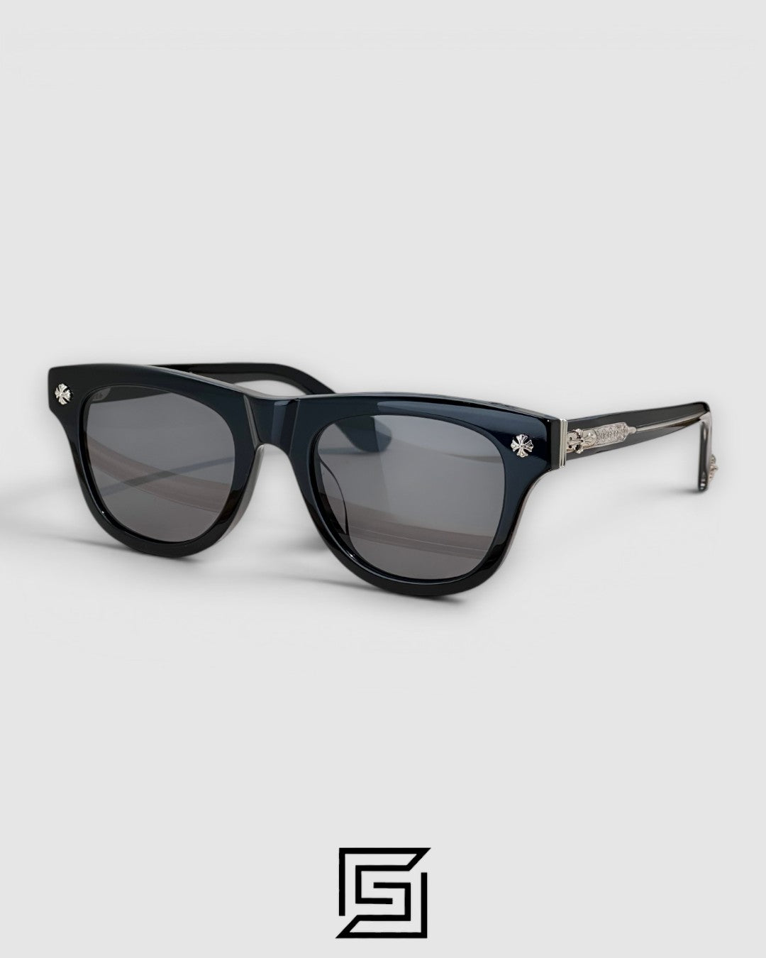 Chrome Hearts TRITITSAGAIN Black Full-Rim Sunglasses with Zeiss Blue Lenses - BLACK_BLACK