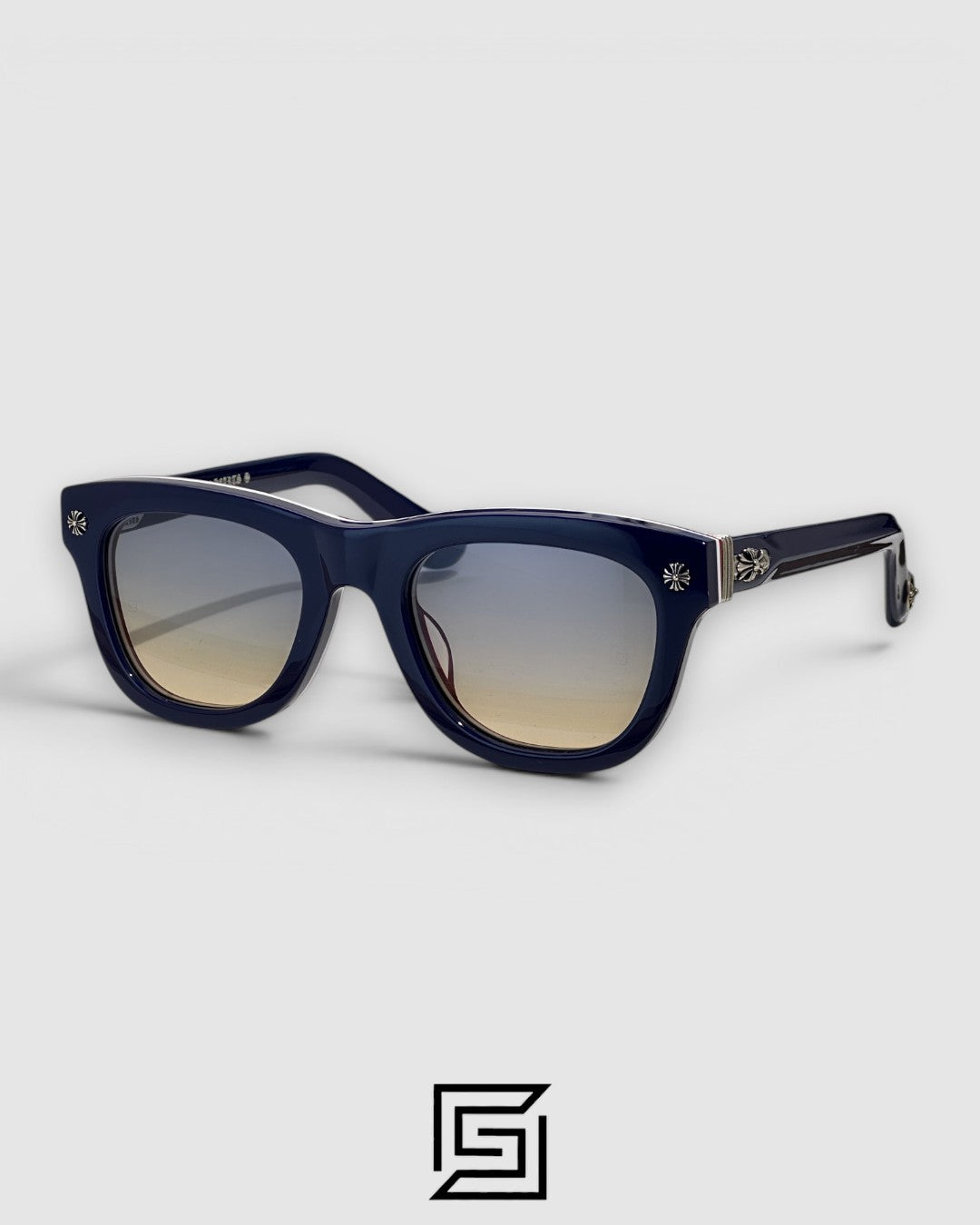 Chrome Hearts TRITITSAGAIN Black Full-Rim Sunglasses with Zeiss Blue Lenses - blue_blue