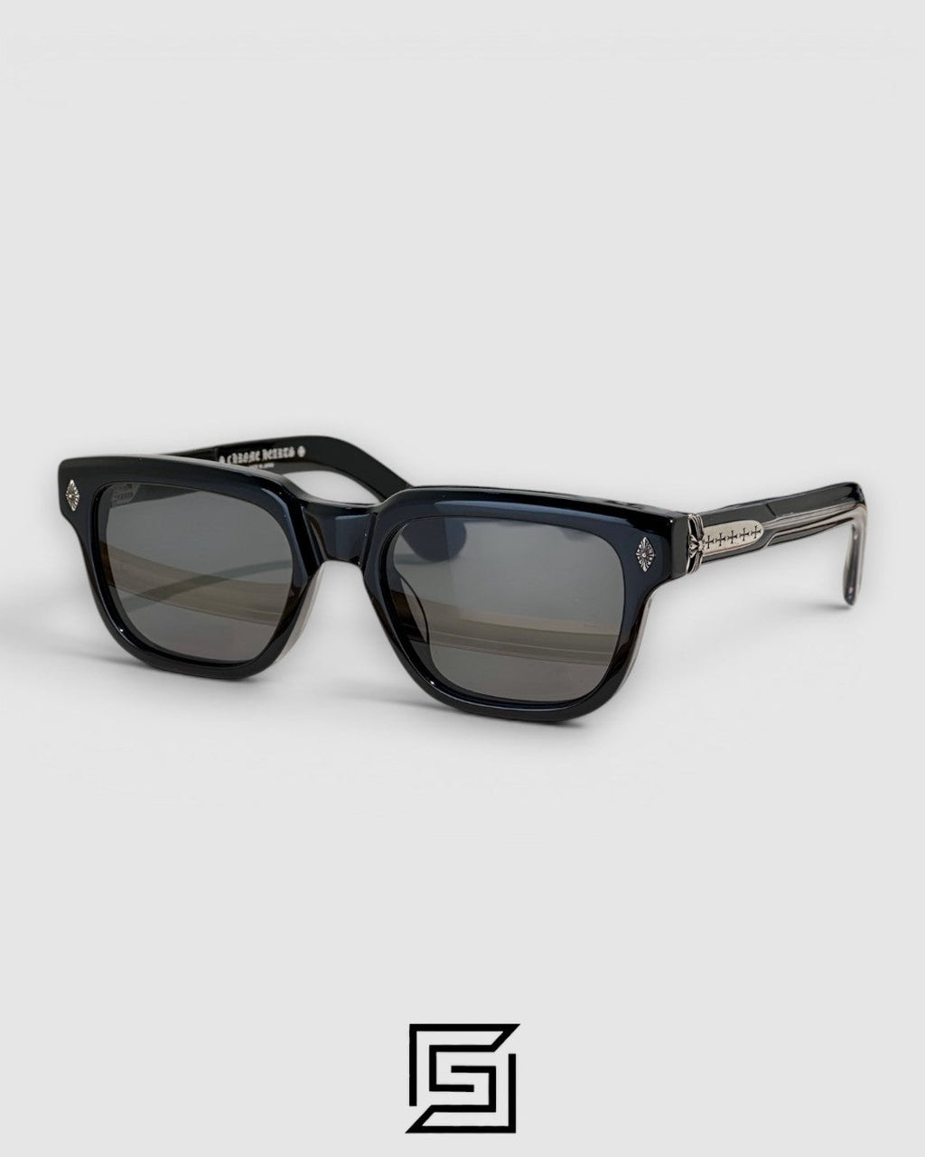 Chrome Heart PEN 15 Black Square Sunglasses with Grey Lenses - BLACK_BLACK