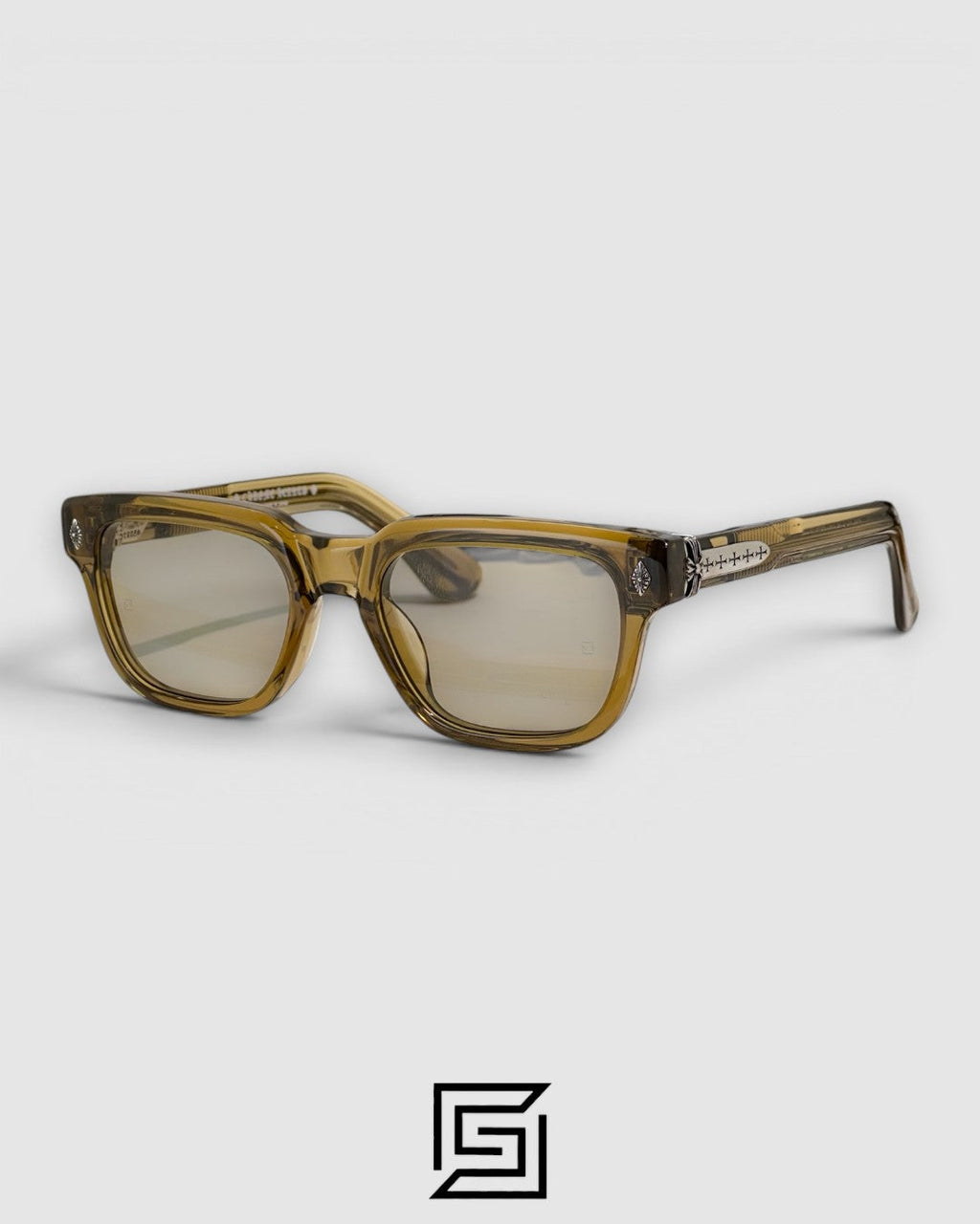 Chrome Heart PEN 15 Black Square Sunglasses with Grey Lenses - Olive - Light Green