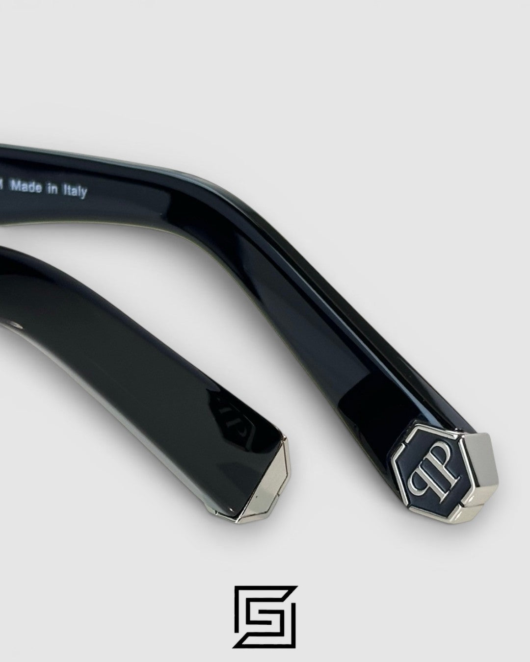 Philipp Plein LIGHT FIGHTER VPP021 Black Frame Sunglasses with Black Lenses and Silver Details
