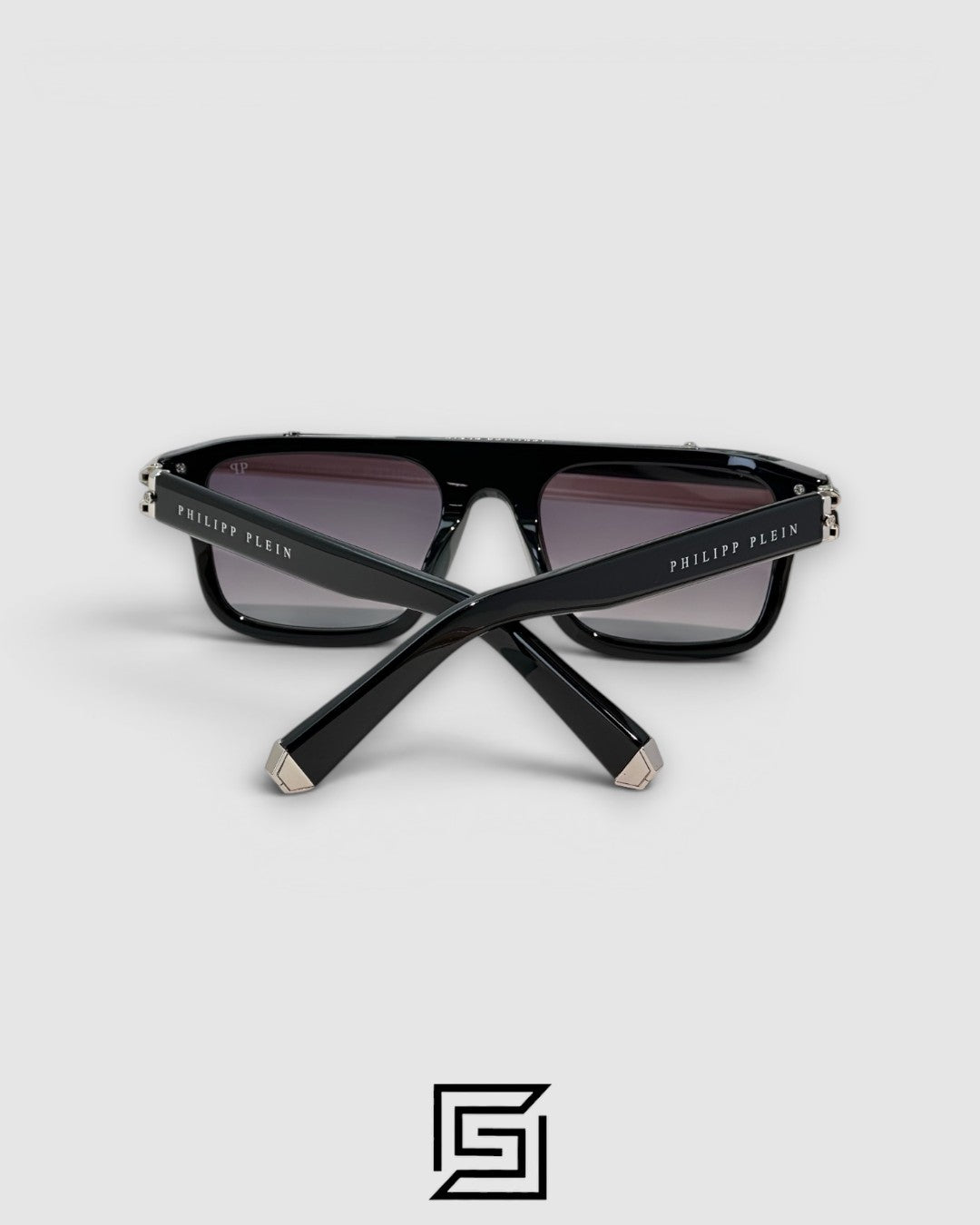 Philipp Plein LIGHT FIGHTER VPP021 Black Frame Sunglasses with Black Lenses and Silver Details