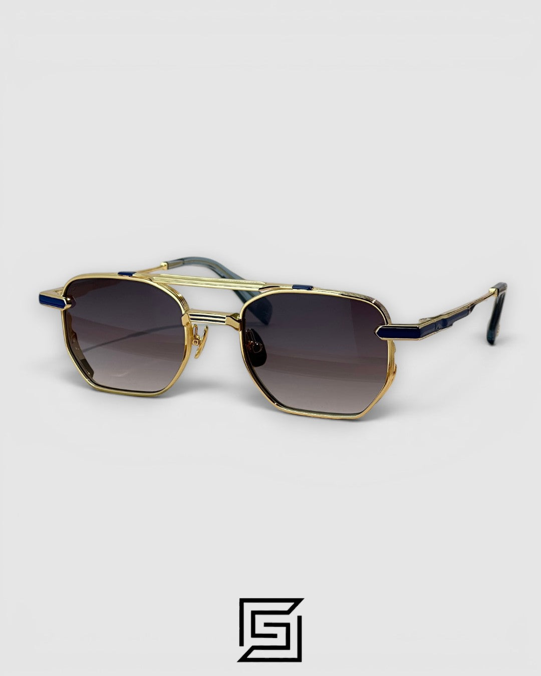 LUSSO Gun Mustard Frame Light Green Lenses - GOLD-BLUE