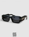ROSSI Black Frame Blue Lenses Gold Arm - BLACK-BLACK GOLD