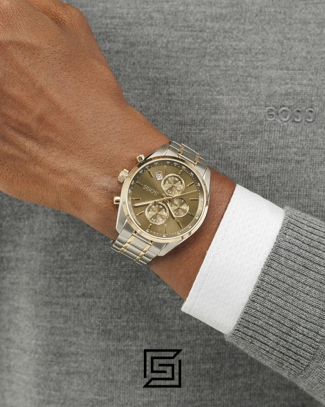 Boss 1514227 Green Dial Two-Tone Chronograph Watch