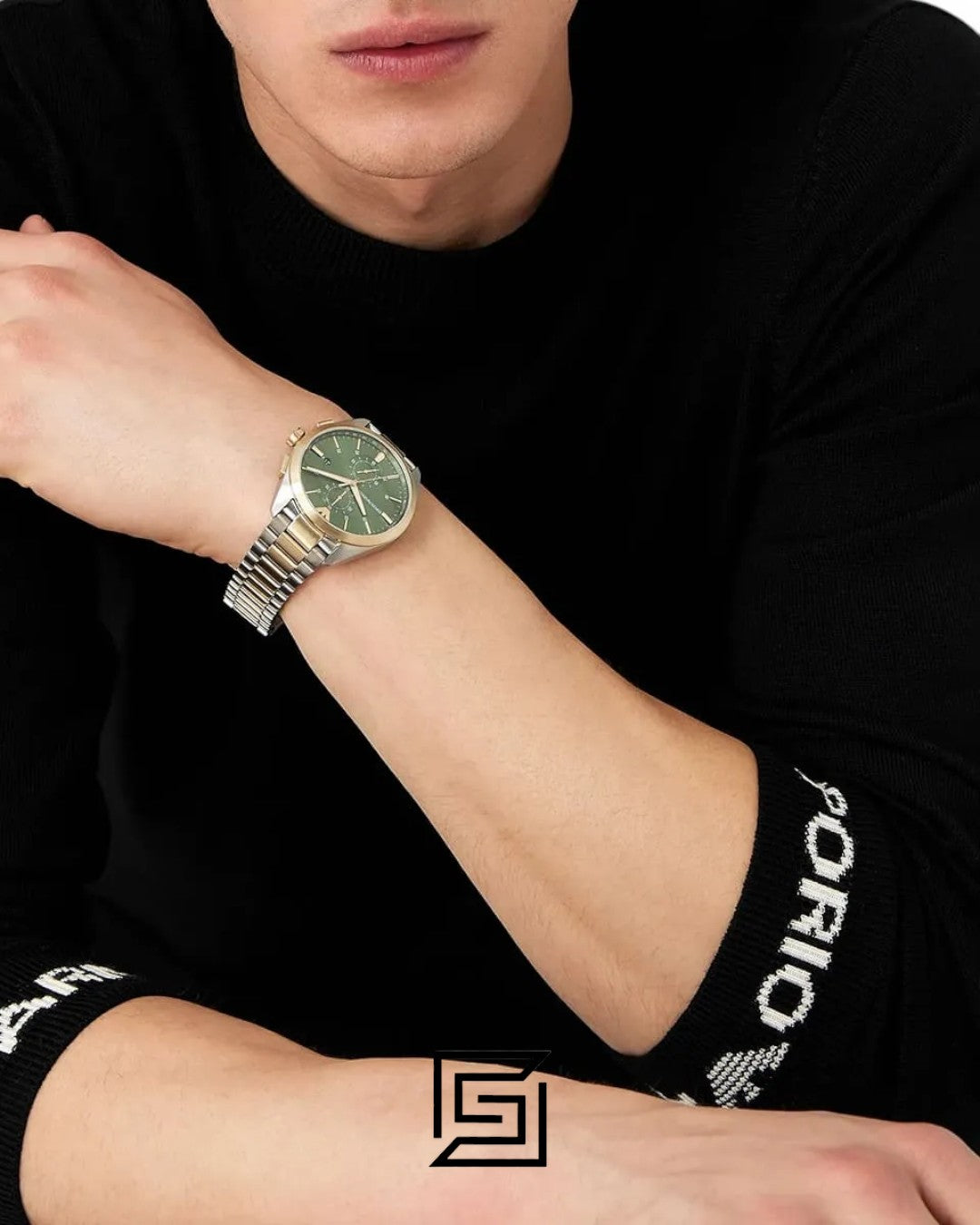 Emporio Armani AR11511 Two-Tone Stainless Steel Green Dial Watch