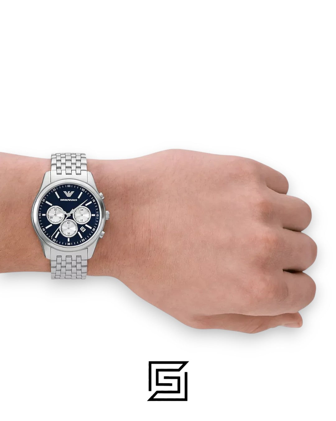 Emporio Armani AR11582 Silver Stainless Steel Blue Dial Men's Watch