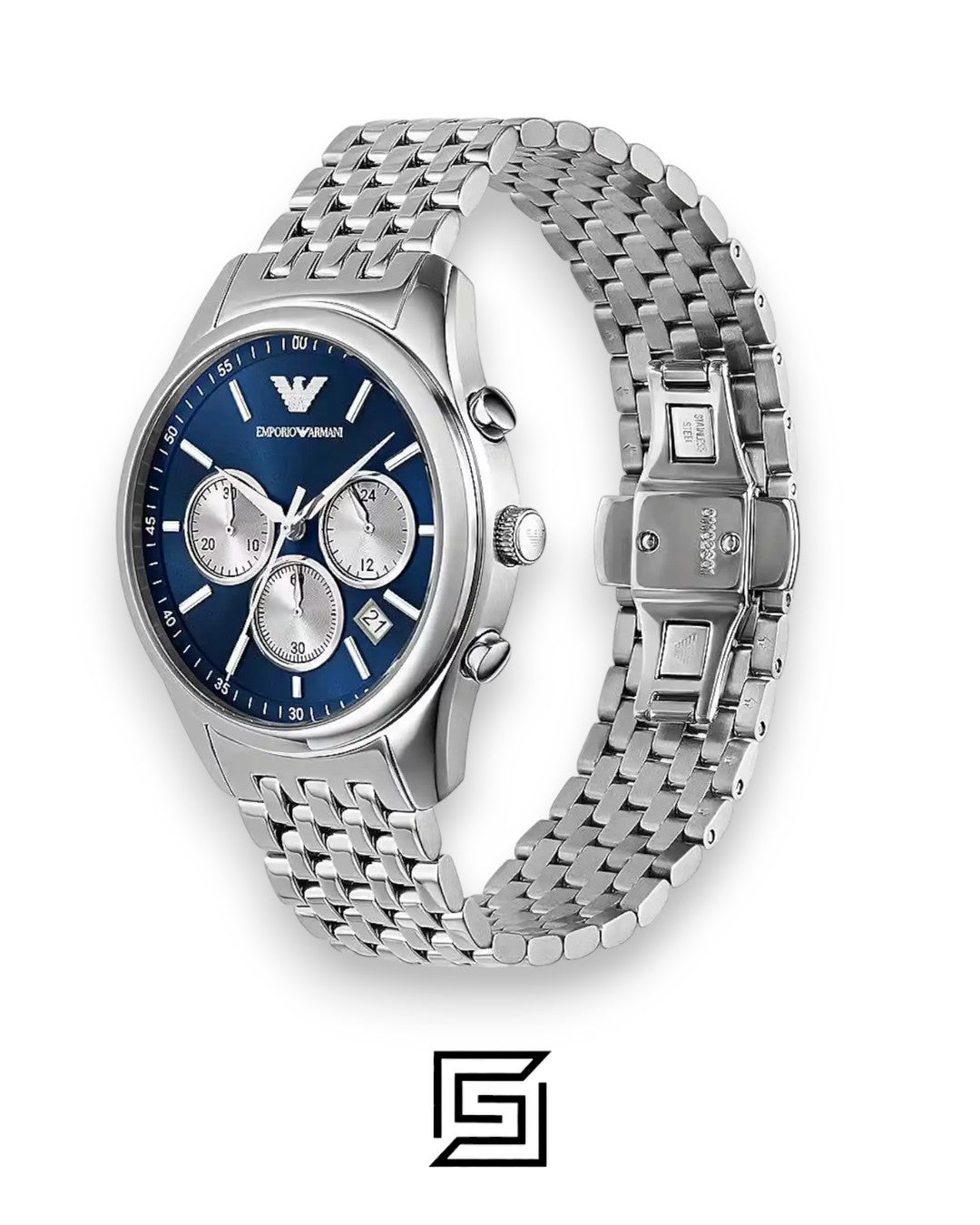 Emporio Armani AR11582 Silver Stainless Steel Blue Dial Men's Watch