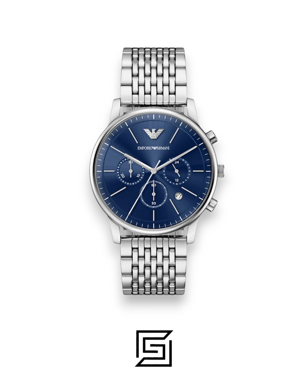 Emporio Armani AR1648 Men's Silver Stainless Steel Blue Dial Watch