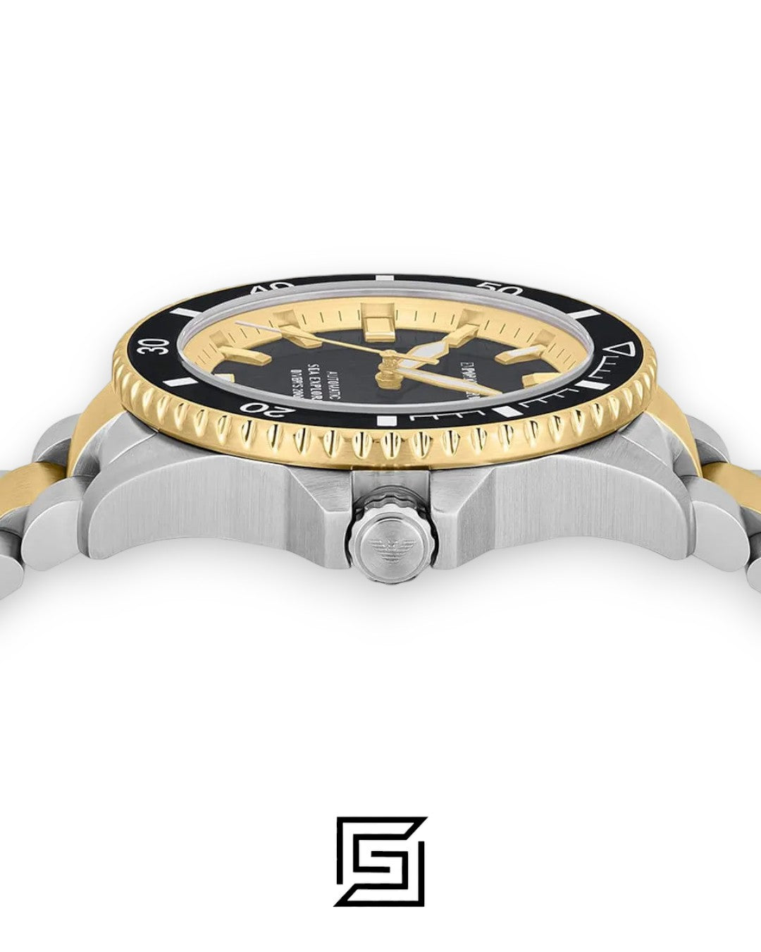 Emporio Armani AR60089 Two-Tone Automatic Dive Watch with Black Dial