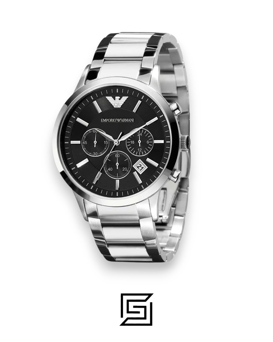 Emporio Armani AR2434 Men's Stainless Steel Watch with Black Dial