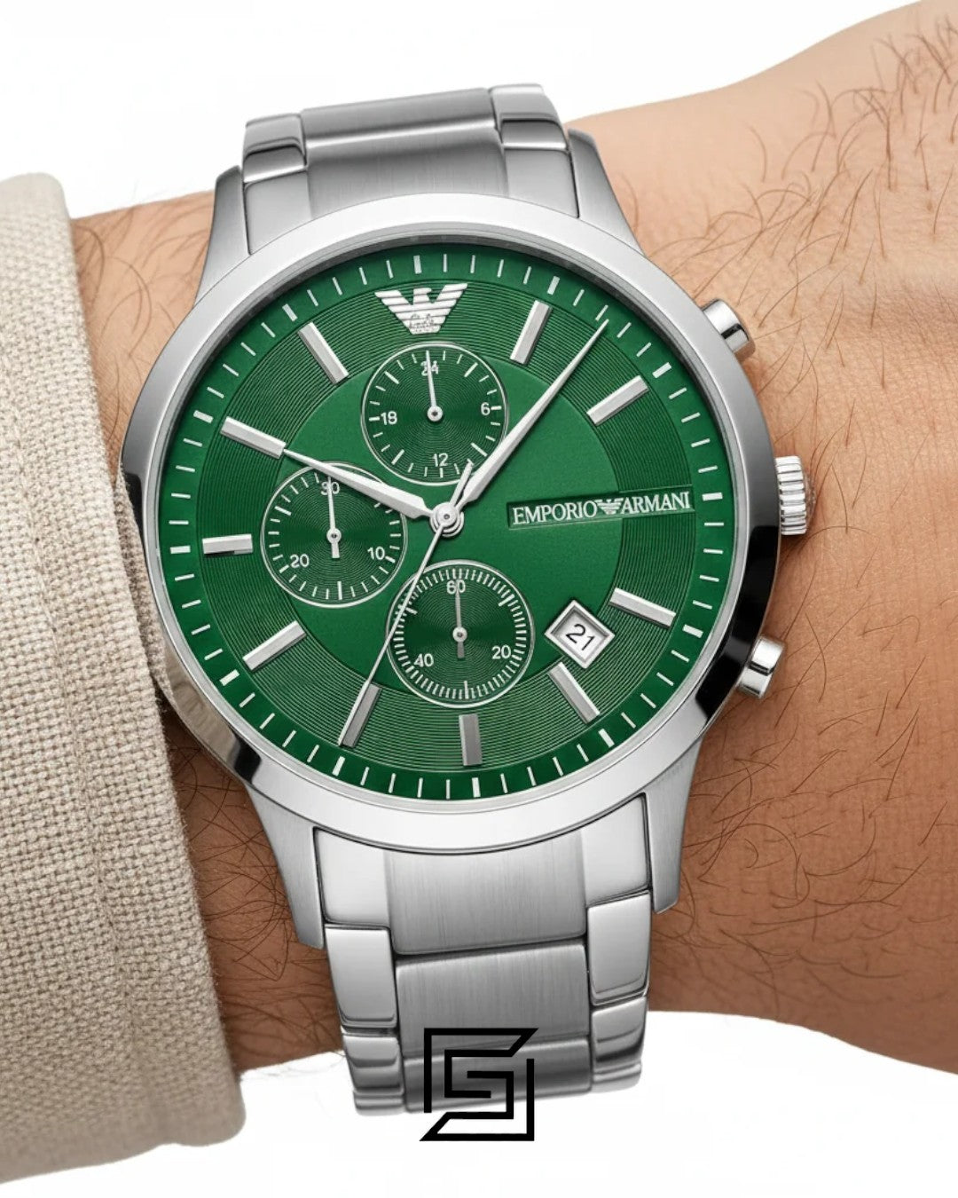Armani AR11507 Men's Chronograph Green Dial Stainless Steel Watch