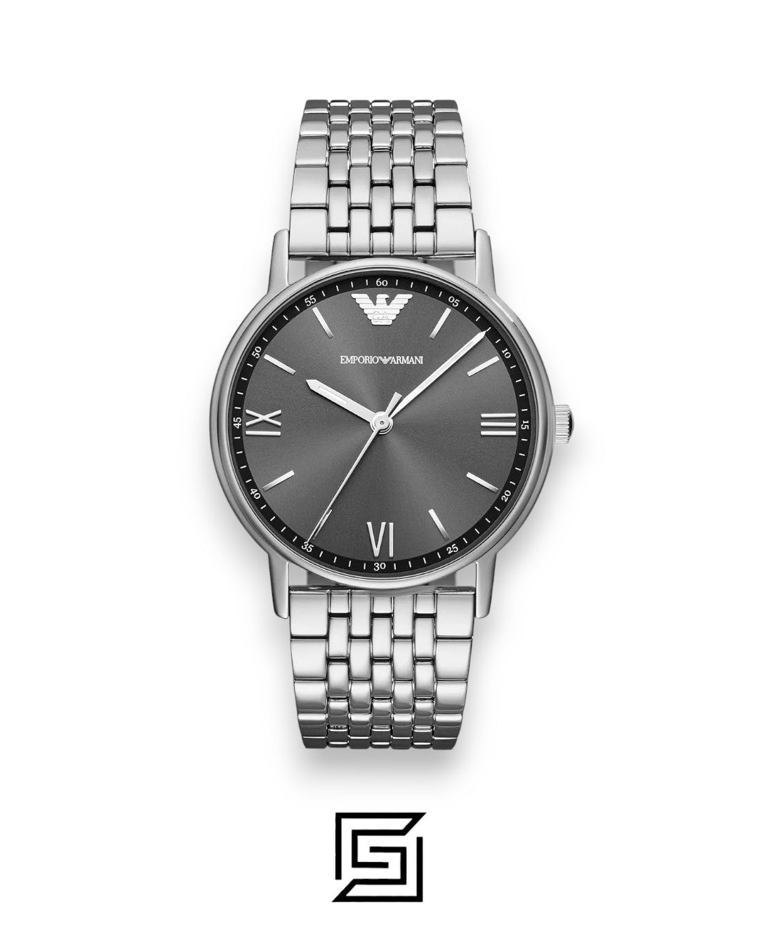Emporio Armani AR11068 Men's Silver Stainless Steel Grey Dial Watch