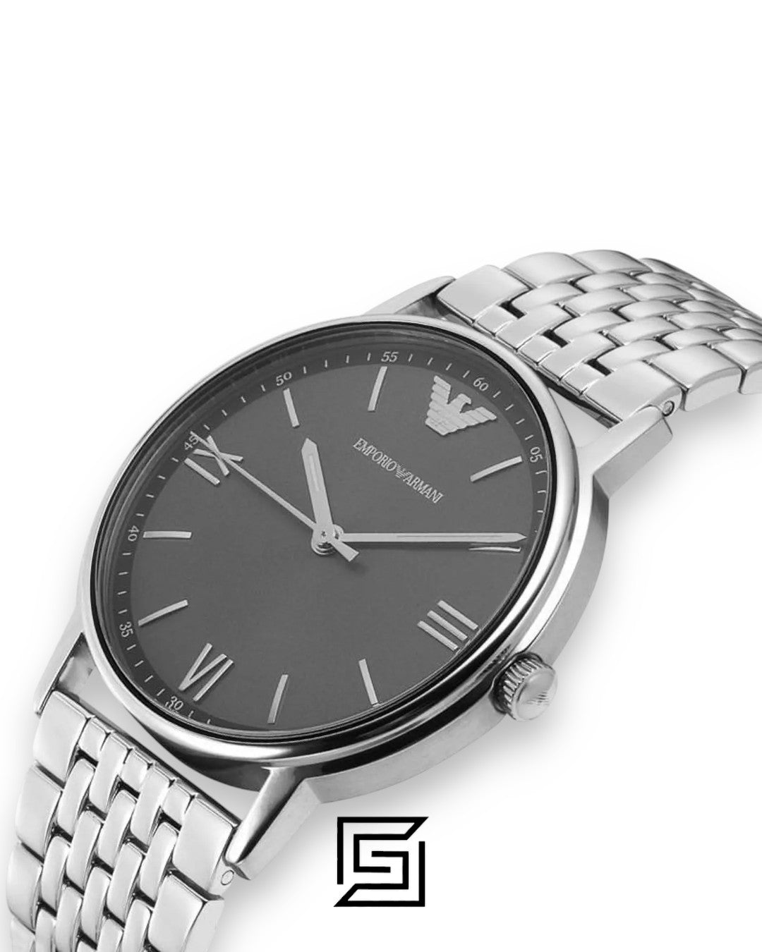 Emporio Armani AR11068 Men's Silver Stainless Steel Grey Dial Watch