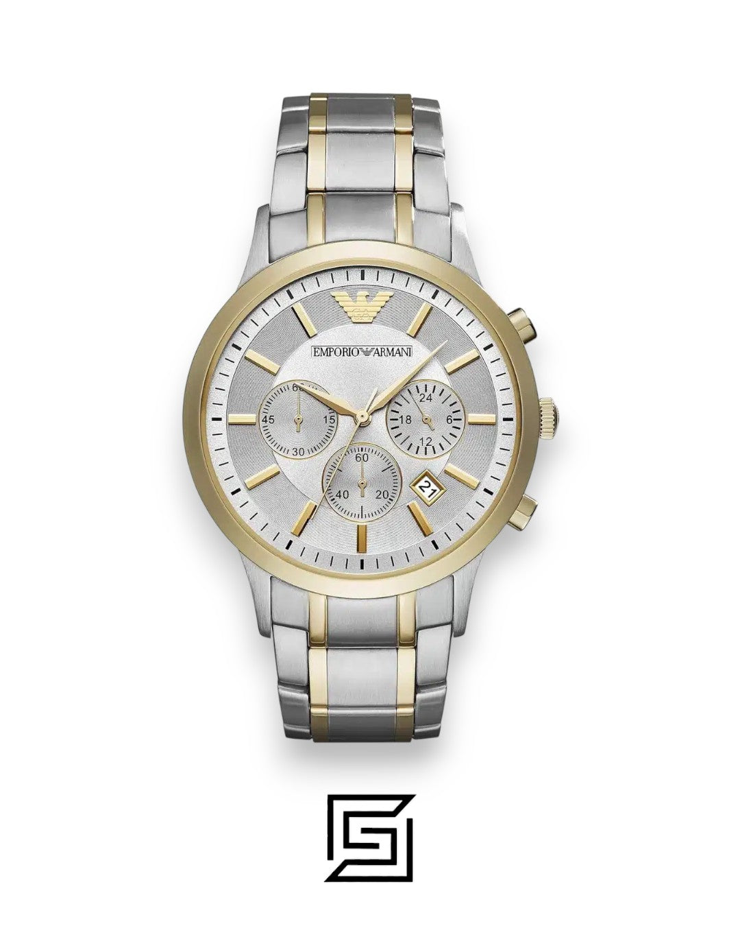 Emporio Armani AR11076 Men's Silver Dial Two-Tone Watch