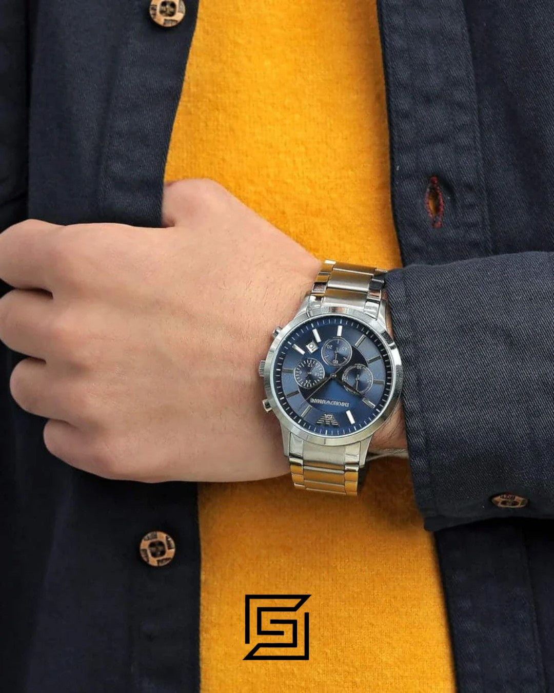 Emporio Armani AR2448 Men's Stainless Steel Blue Dial Watch