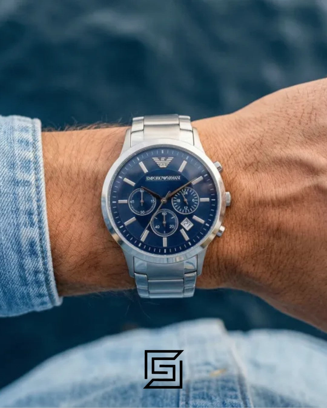 Emporio Armani AR2448 Men's Stainless Steel Blue Dial Watch