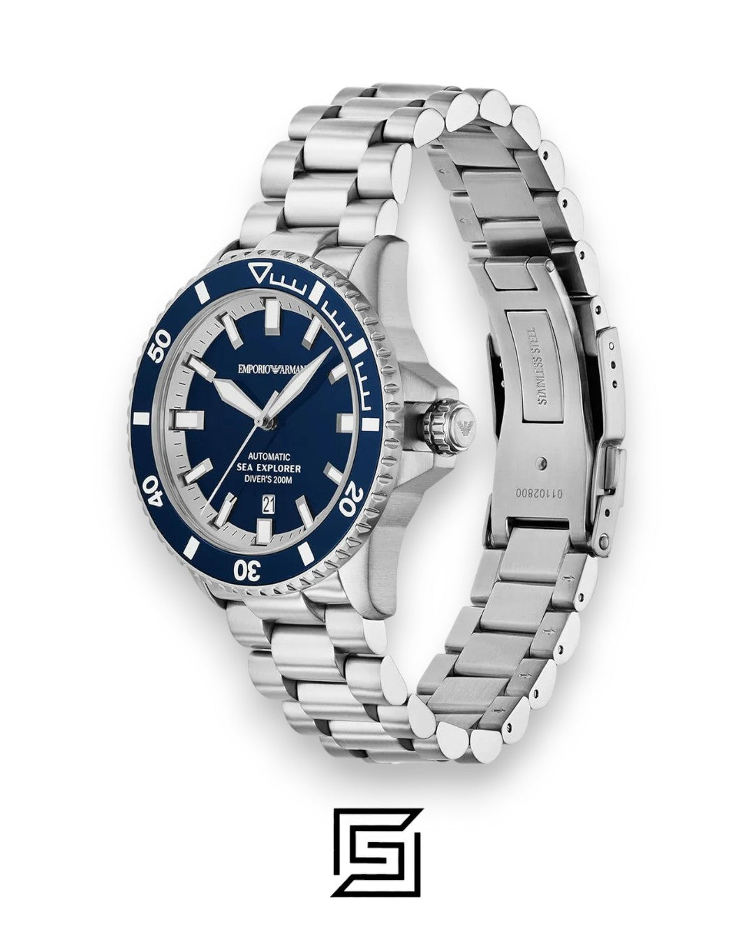 Armani AR60087 Men's Stainless Steel Blue Dial Automatic Watch